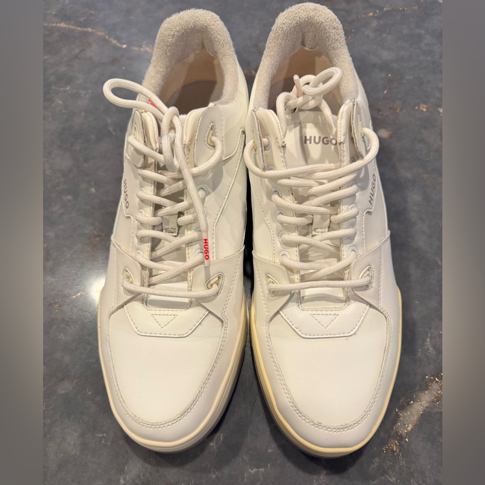 HUGO‎ Men's Cream Sneakers Minimalist Luxury Streetwear Preppy